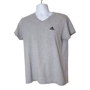 Adidas Mens T-Shirt Size L Grey Short Sleeve Cotton Embroidered Logo Sporty